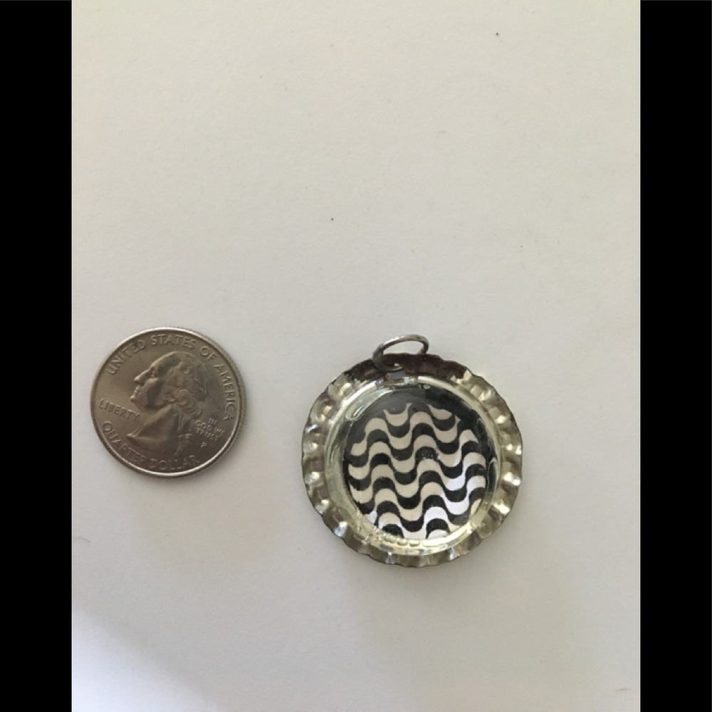 OOAK Rustic bottle cap‎ pendant